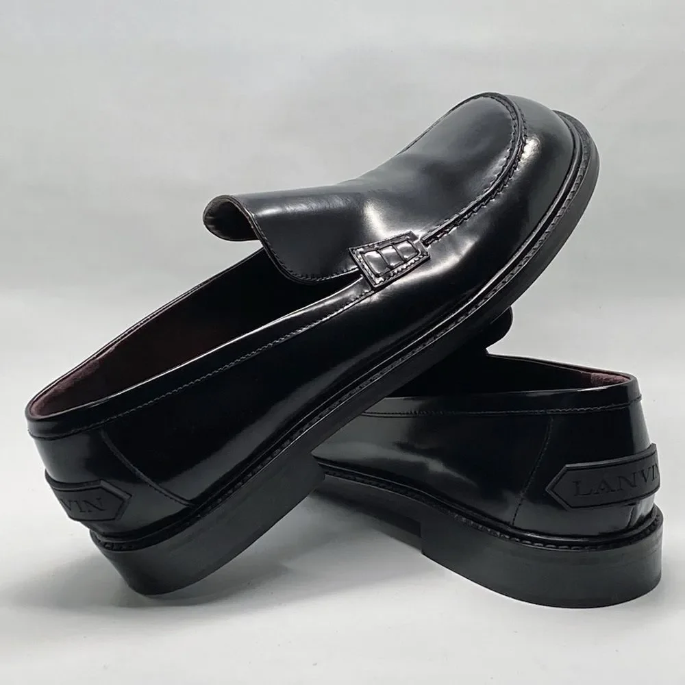 Lanvin Spinto polished leather loafers size 42/us size 9